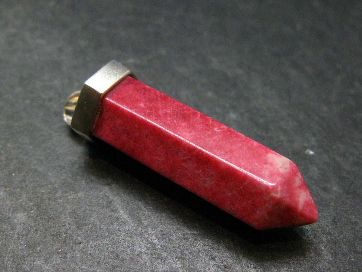 Thulite Silver Pendant From Norway - 1.8"
