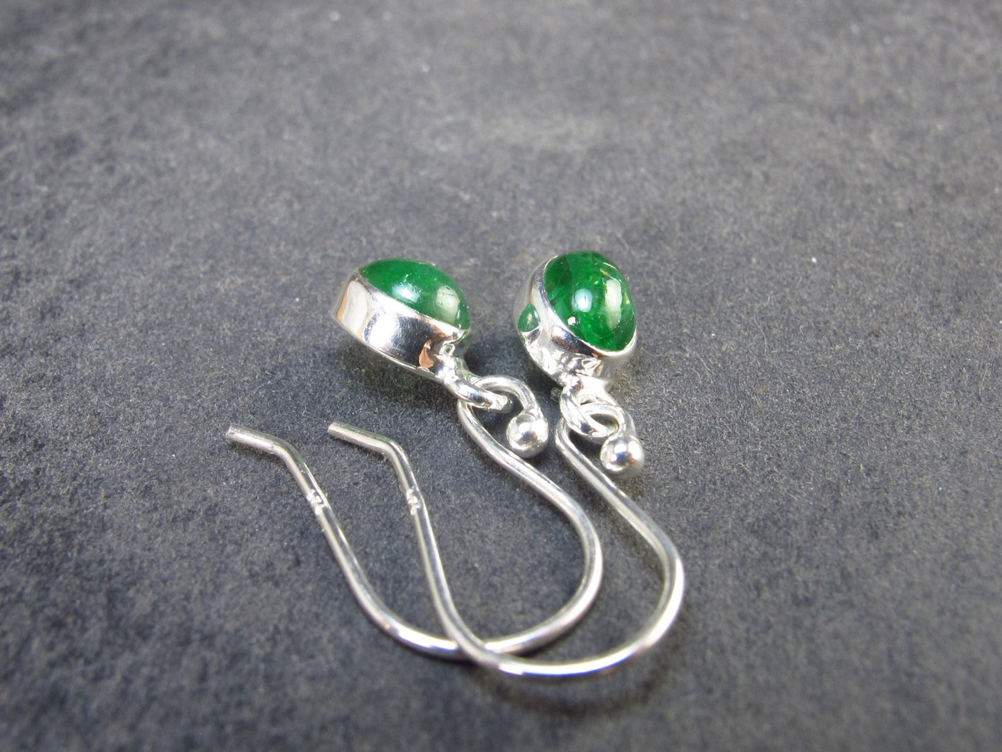 Tsavorite Gem Green Garnet Sterling Silver Earrings from Tanzania - 1.72 Grams