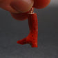 Rare Natural Red Coral Silver Pendant From Italy - 1.0" - 1.08 Grams