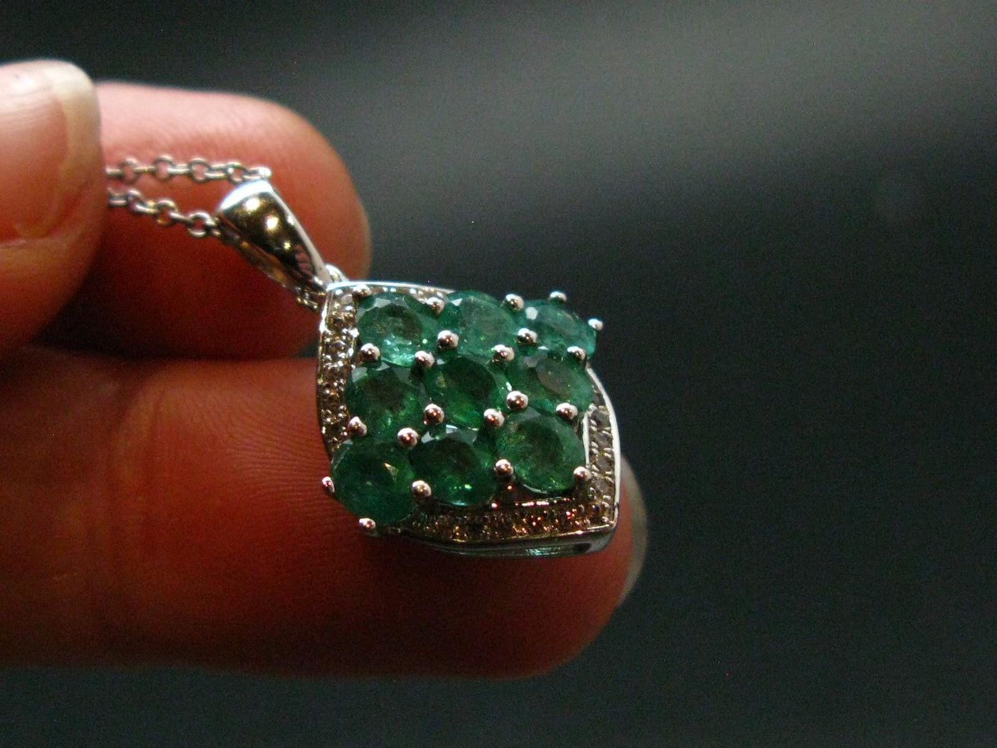Emerald Silver Pendant W/Chain From Colombia - 3.86 Grams Total