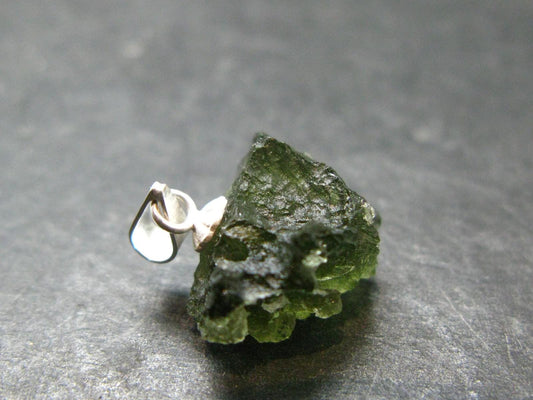 Moldavite Tektite Silver Pendant from Czech Republic - 0.7" - 1.36 Grams