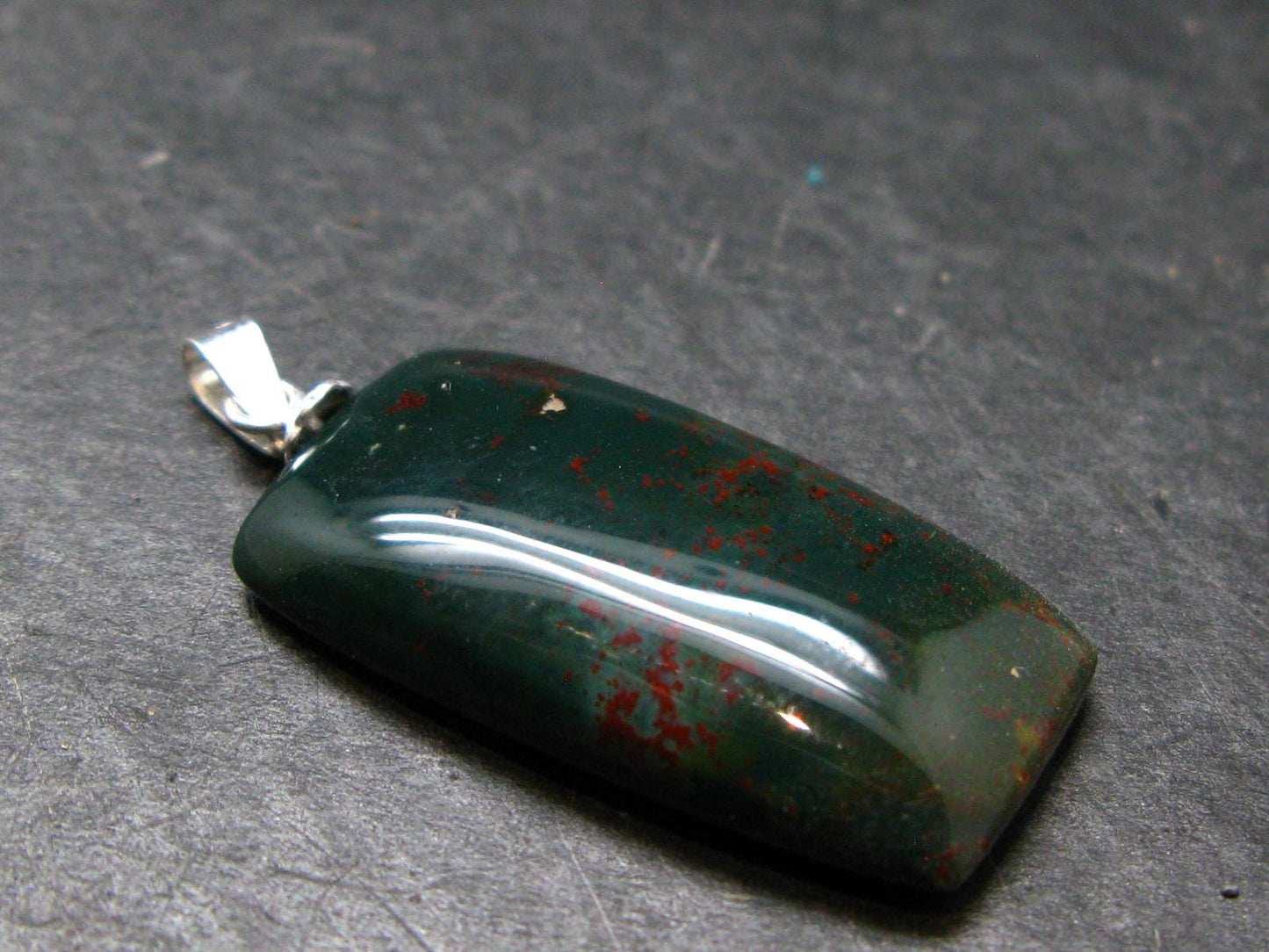 Bloodstone Silver Pendant From India - 1.4" - 4.30 Grams
