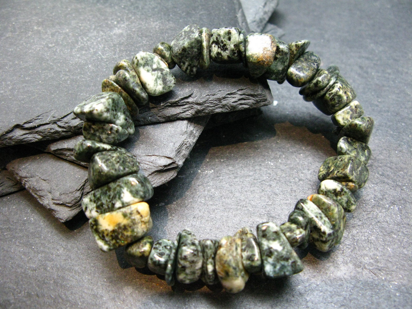 Preseli Stonehenge Bluestone Genuine Bracelet ~ 7 Inches ~ 12mm Tumbled Beads