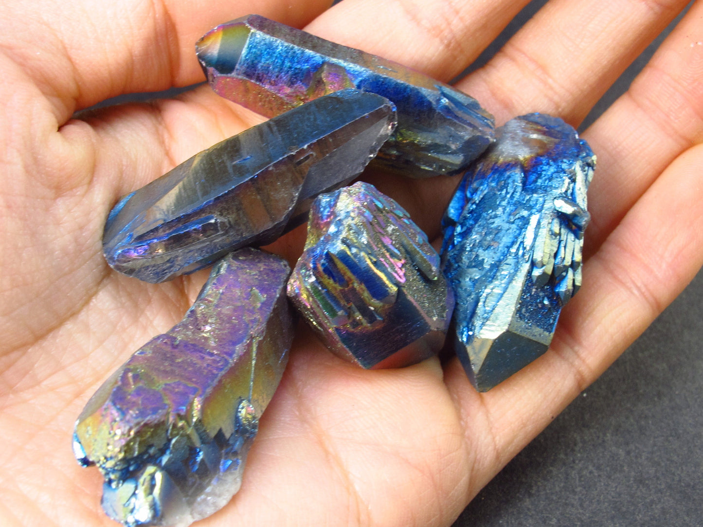 Lot of 5 Titanium Aura Quartz Crystals From Brazil