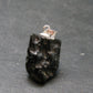 Tibetan Black Tektite Silver Pendant From Tibet - 0.9" - 2.89 Grams