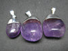 Lot of 3 Natural Tumbled Amethyst Pendant from Brazil