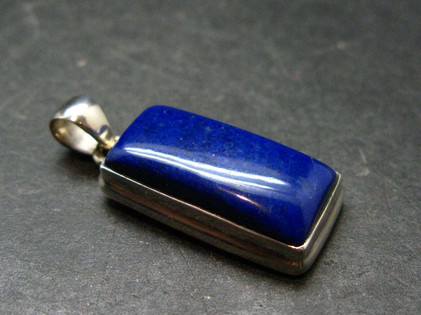 Lapis Lazuli Silver Pendant From Afghanistan - 1.5" - 9.27 Grams
