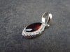 Genuine Red Garnet Almandine Gem with CZ Sterling Silver Pendant From India - 0.8" - 1.28 Grams