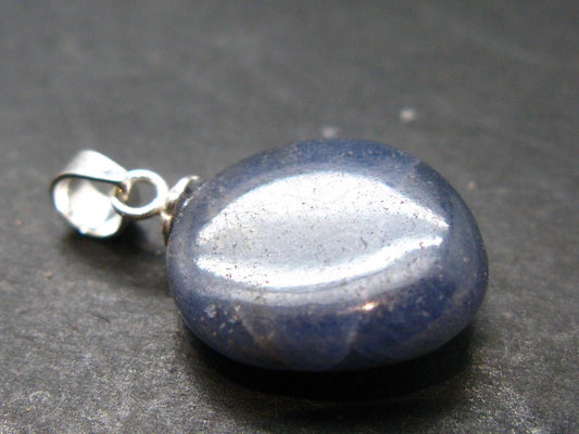 Gem Blue Sapphire Corundum Crystal Silver Pendant From Sri Lanka - 13 Carats