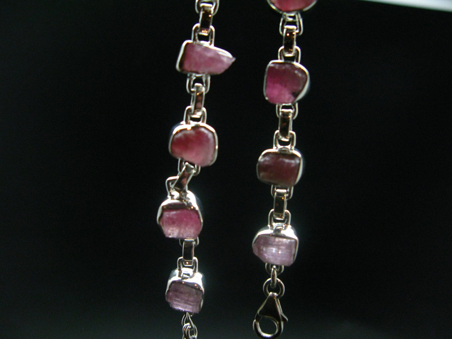 Pink Tanzanite Silver Bracelet From Tanzania - 7" - 15.7 Grams