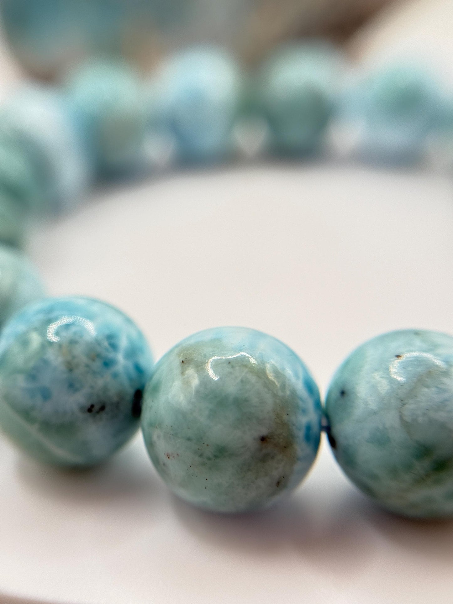 Natural Larimar Bracelet Blue Stone Beaded Bracelet Ocean Inspired Jewelry Gift