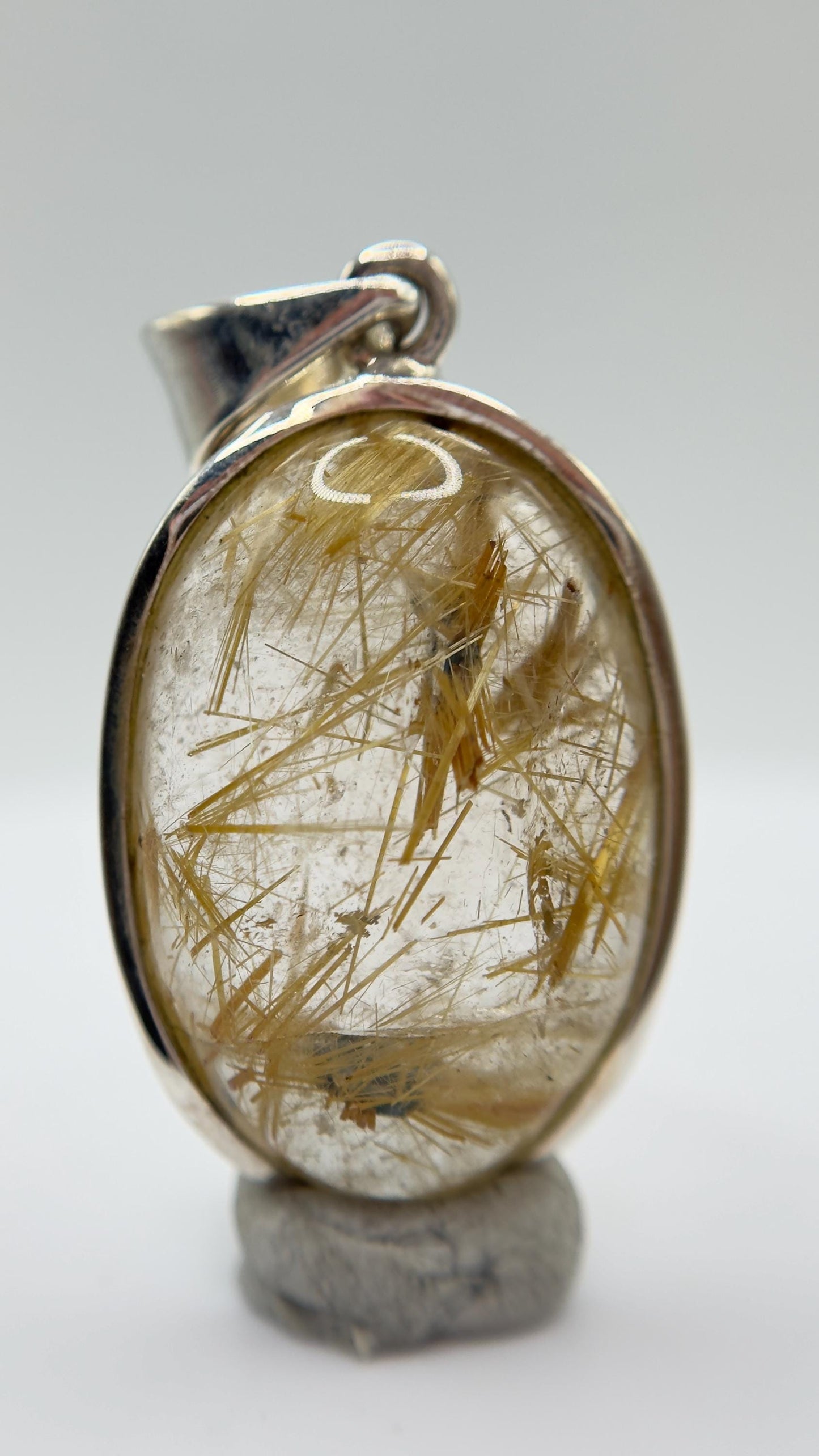 Golden Rutilated Quartz Pendant – Natural Needle Crystal in Sterling Silver