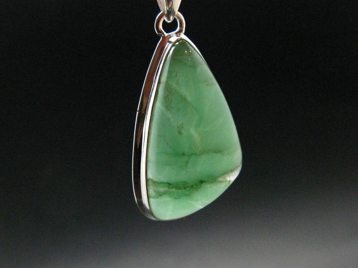 Natural Green Aventurine Silver Plated Pendant From Brazil - 7.57 Grams