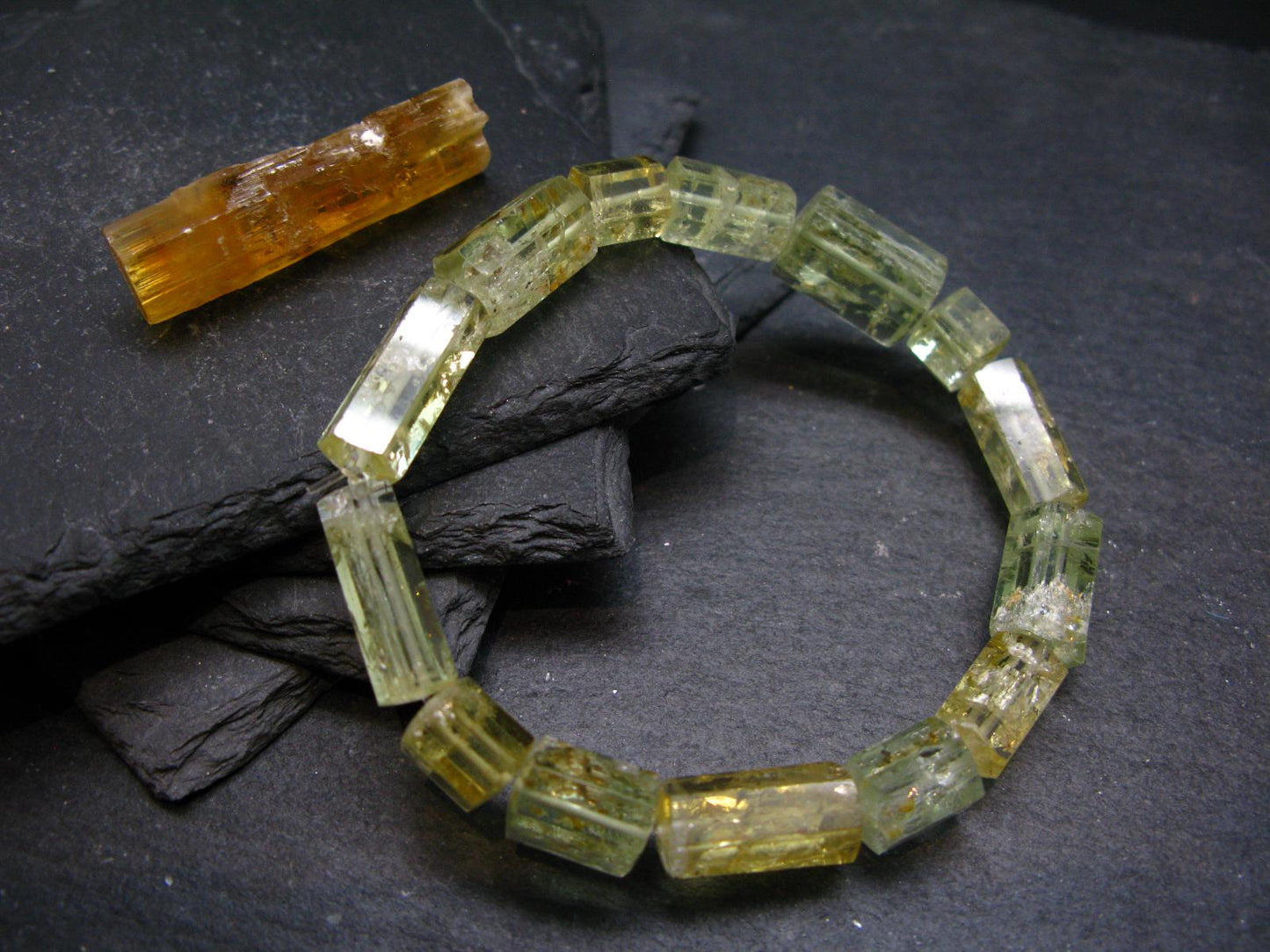 Heliodor Golden Beryl Genuine Bracelet ~ 7 Inches ~ 12mm Facetted Beads