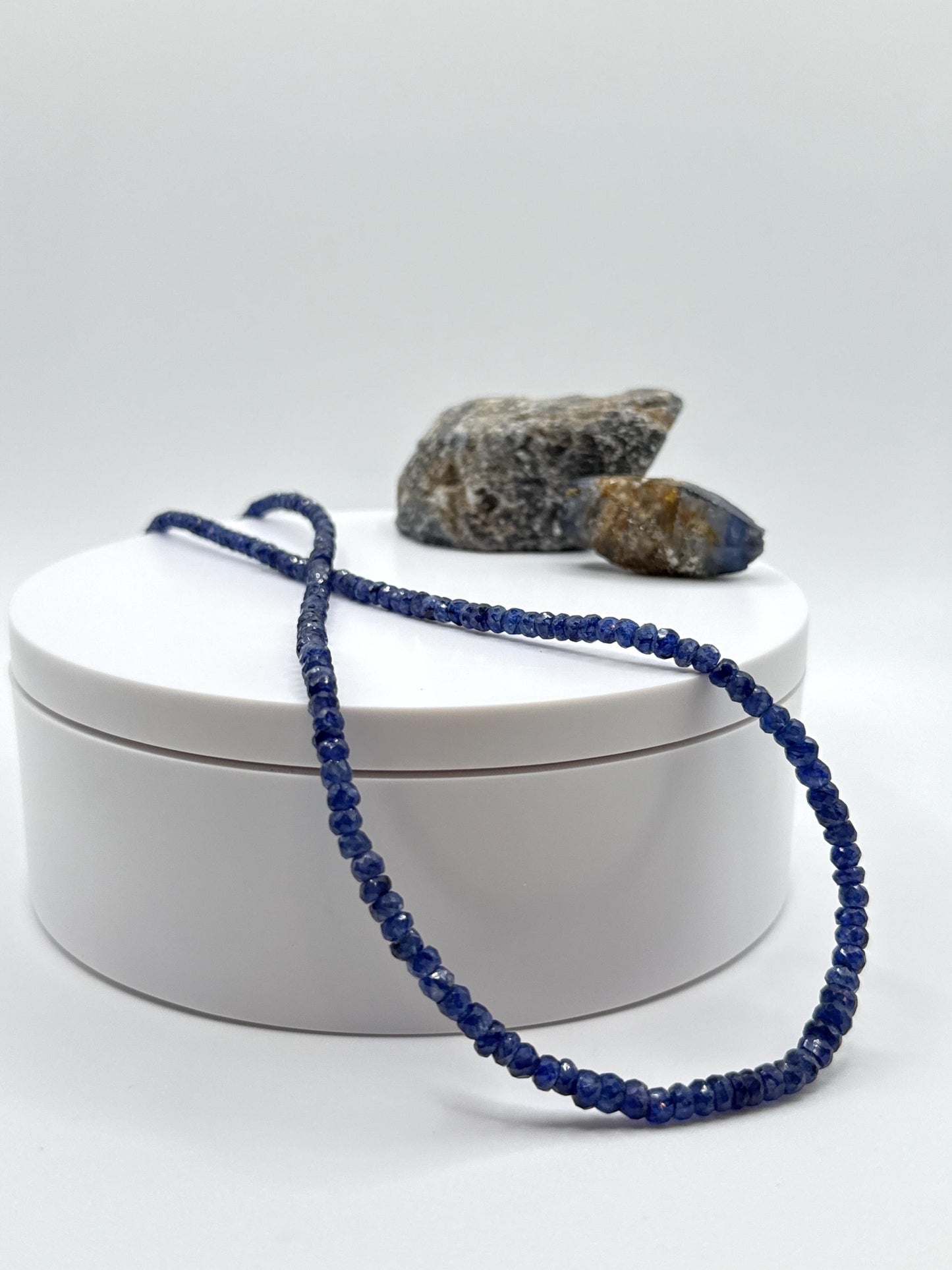Blue Sapphire Beaded Necklace: Genuine Gemstone Jewelry, September Birthstone
