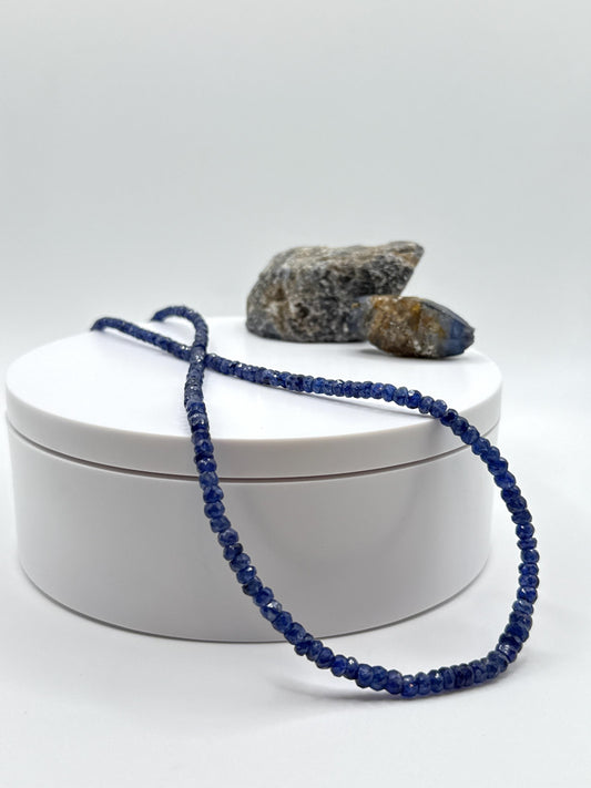 Blue Sapphire Beaded Necklace: Genuine Gemstone Jewelry, September Birthstone