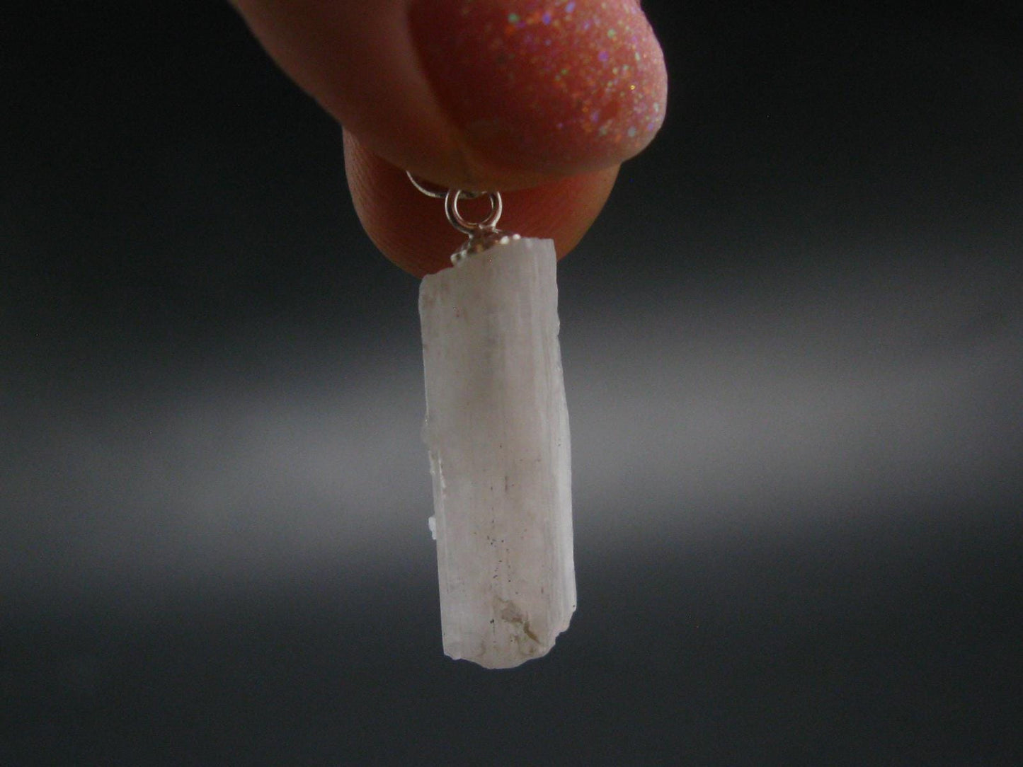 Rare Clear Natrolite Crystal Silver Pendant From Tanzania - 1.1" - 1.56 Grams