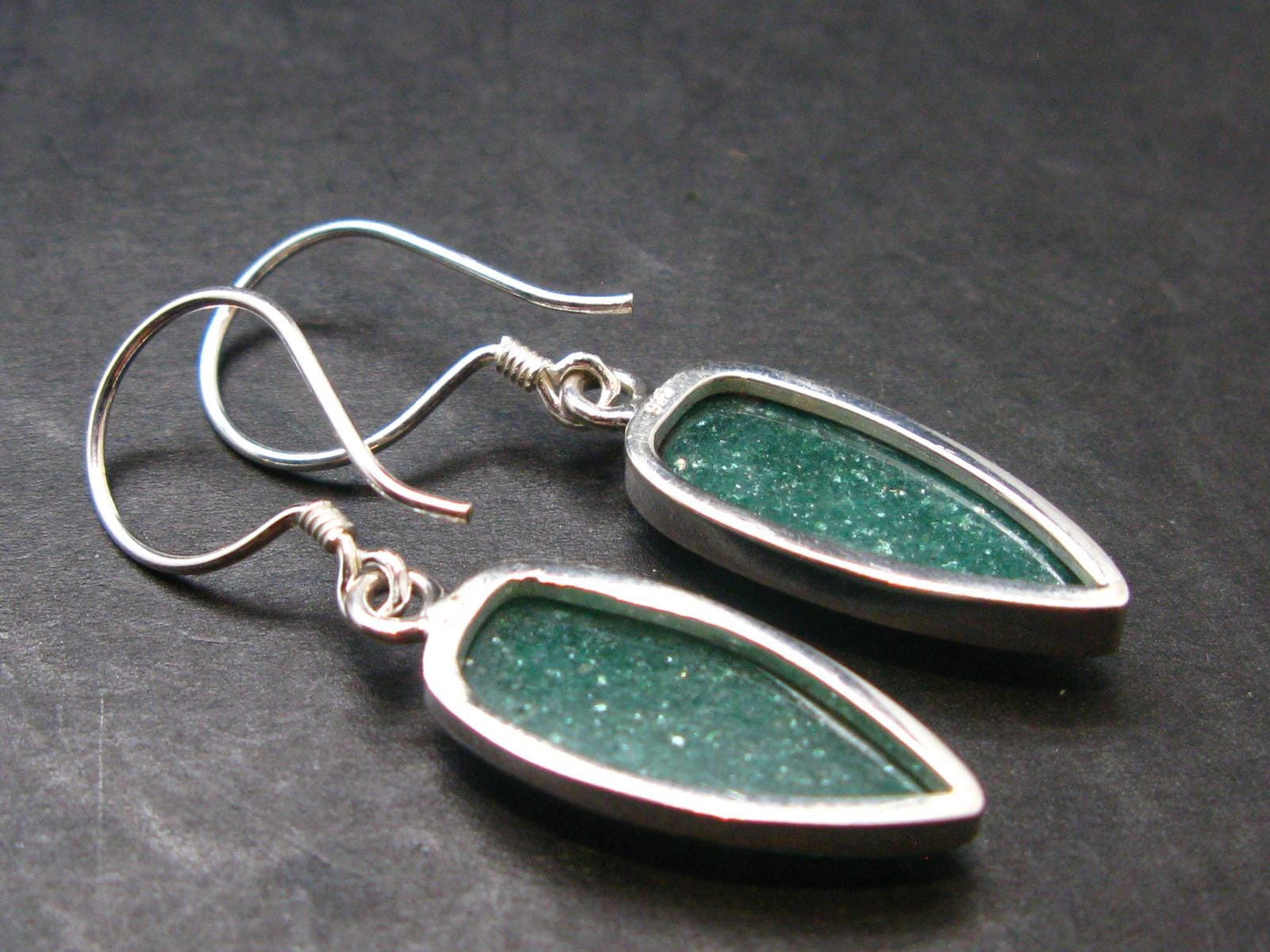 Green Aventurine Silver Earrings from India - 3.62 Grams