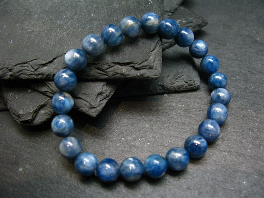 Blue Kyanite Genuine Bracelet ~ 7 Inches ~ 8mm Round Beads