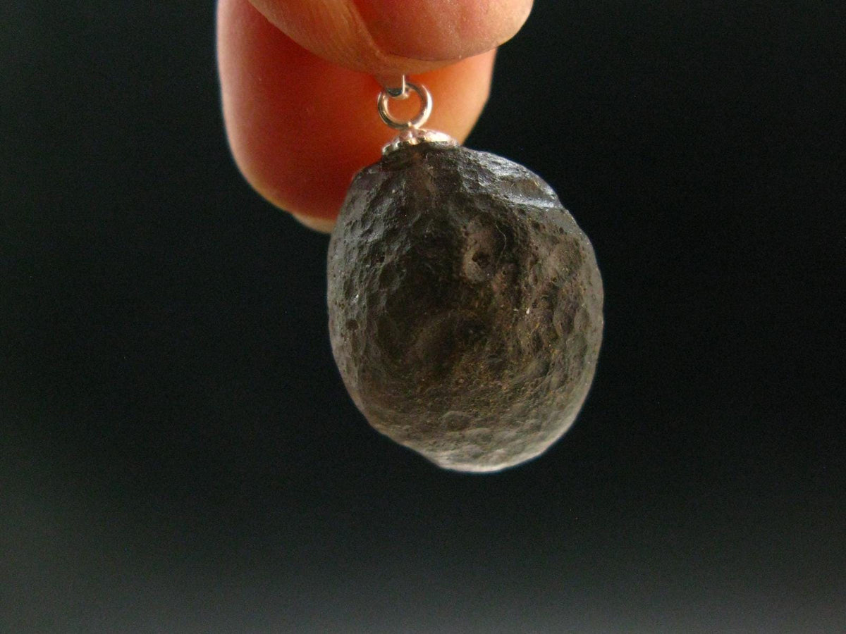 Colombianite Pseudotektite Silver Pendant from Colombia - 3.55 Grams - 1.0"