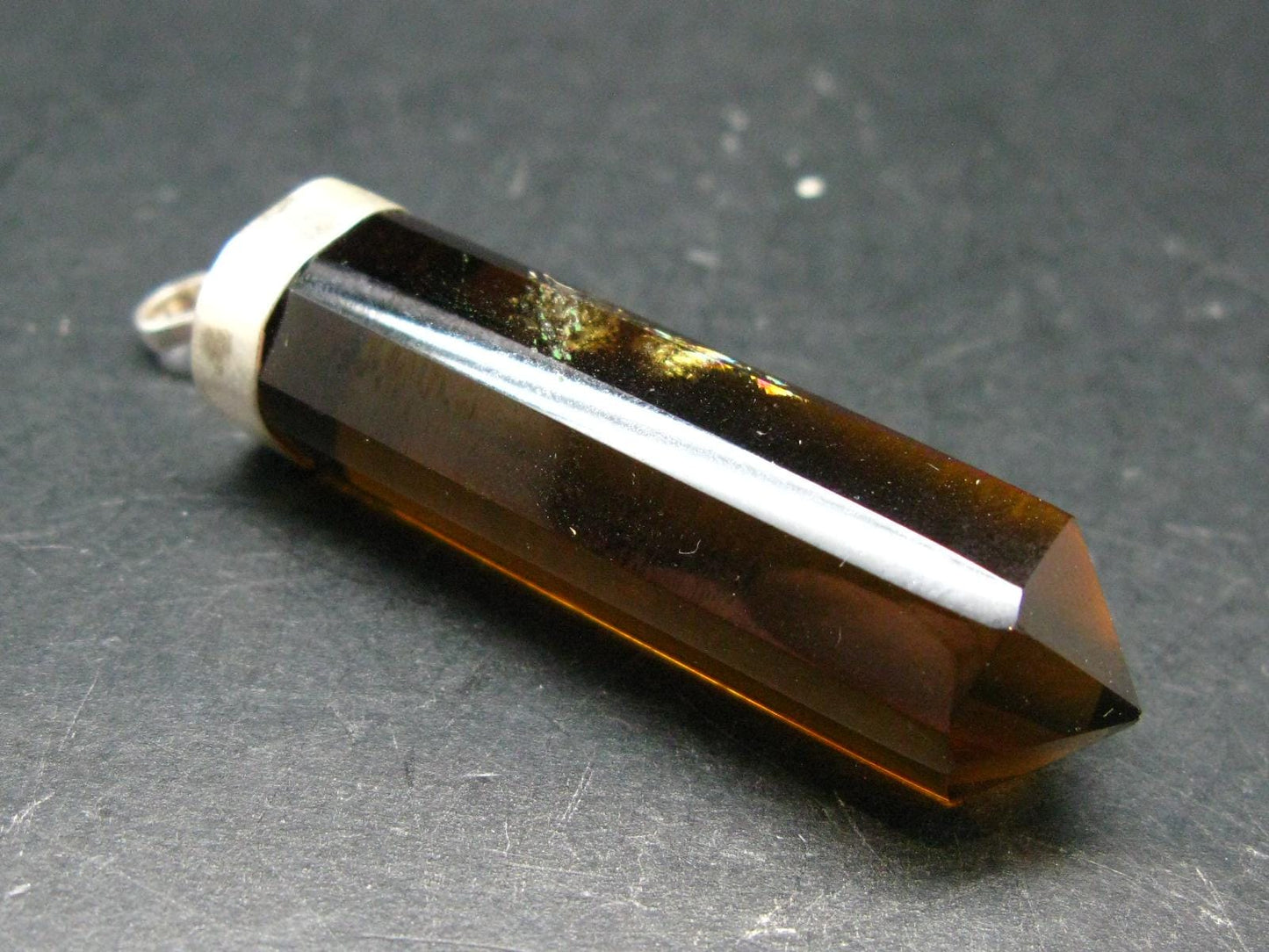 Natural Unheated Citrine Sterling Silver Pendant from Zambia - 2.6" - 23.43 Grams