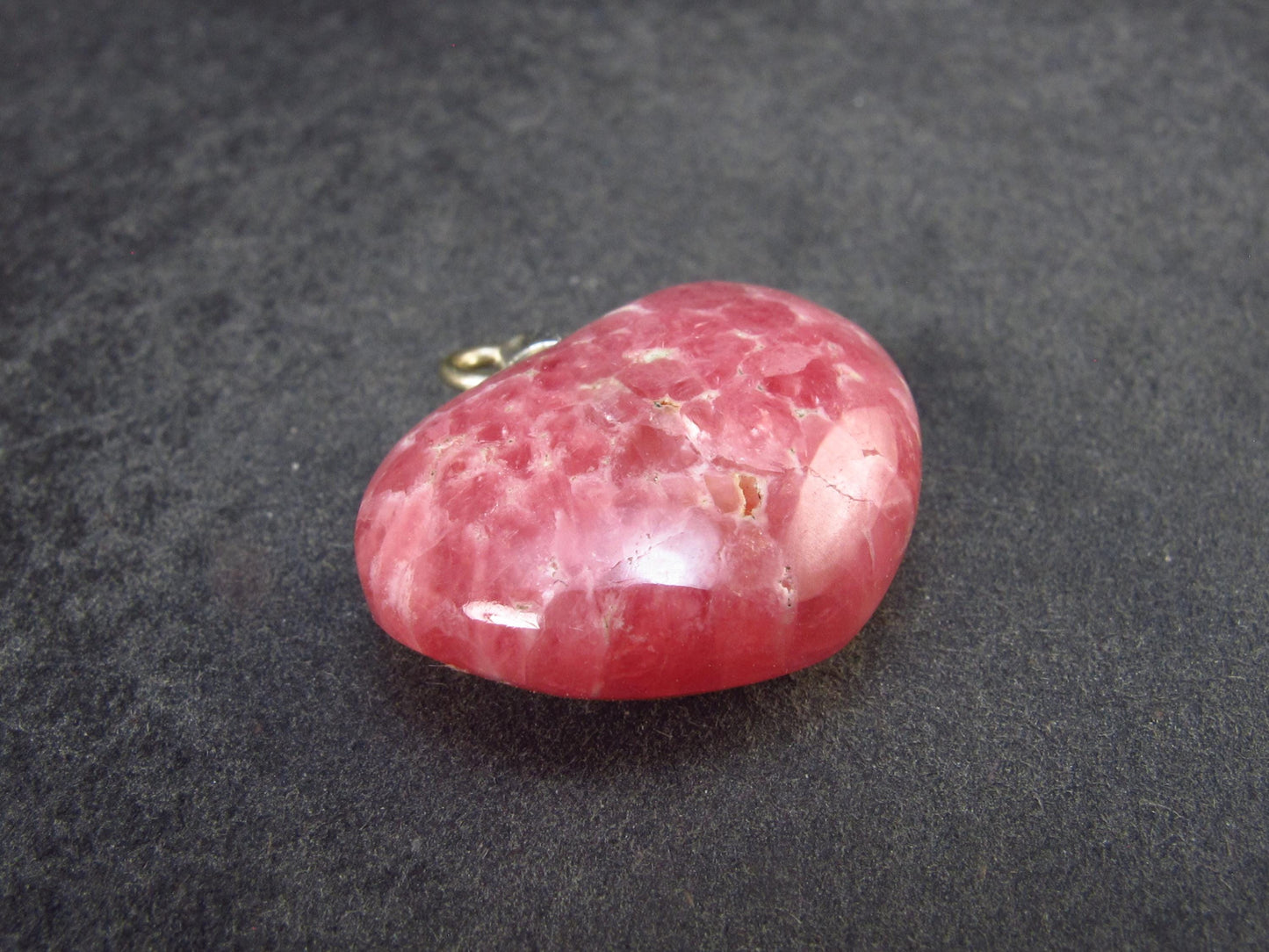 Rhodochrosite Heart Silver Pendant from Alma Colorado - 1.1" - 8.12 Grams