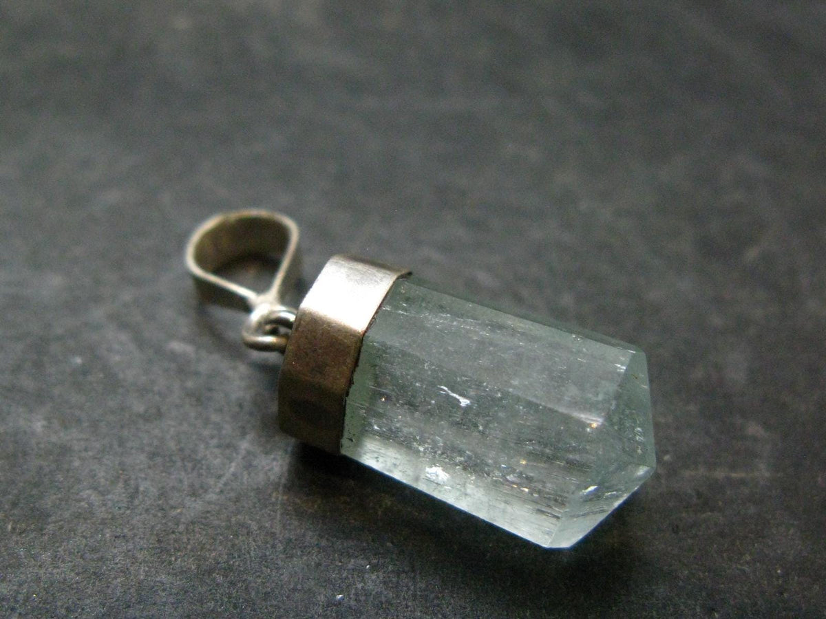 Stunning Genuine Aquamarine Gem Sterling Silver Pendant From Pakistan - 1.1" - 2.84 Grams