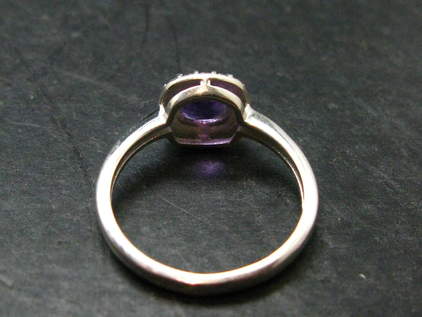 Siberian Amethyst!! Natural Faceted Rich Purple Amethyst 925 Silver Ring with CZ - 2.52 Grams - Size 8