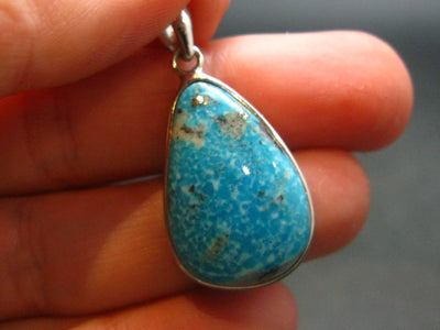 Amazing Intense Blue Genuine Turquoise 925 Silver Pendant - 1.3" - 4.23 Grams