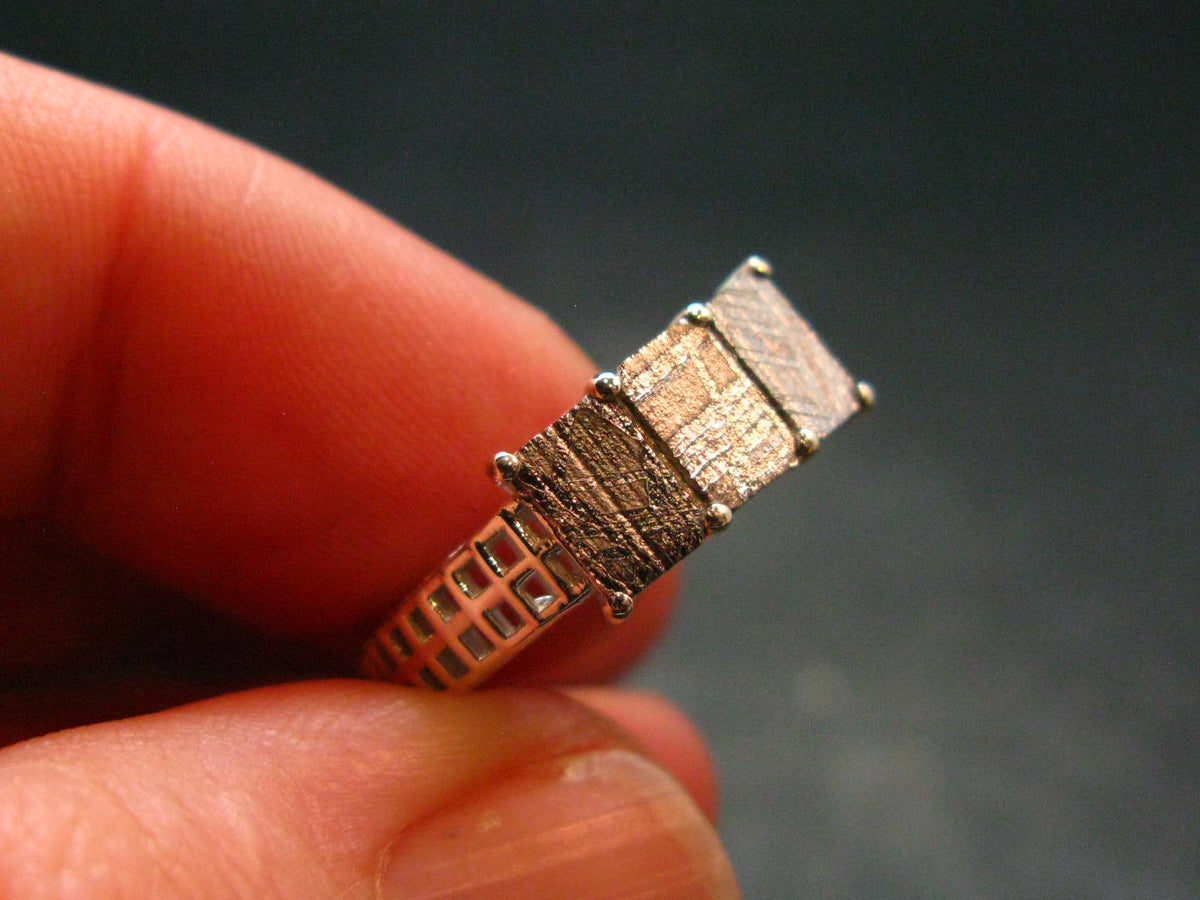 Muonionalusta Meteorite Sterling Silver Ring from Sweden - 2.94 Grams - Size 6