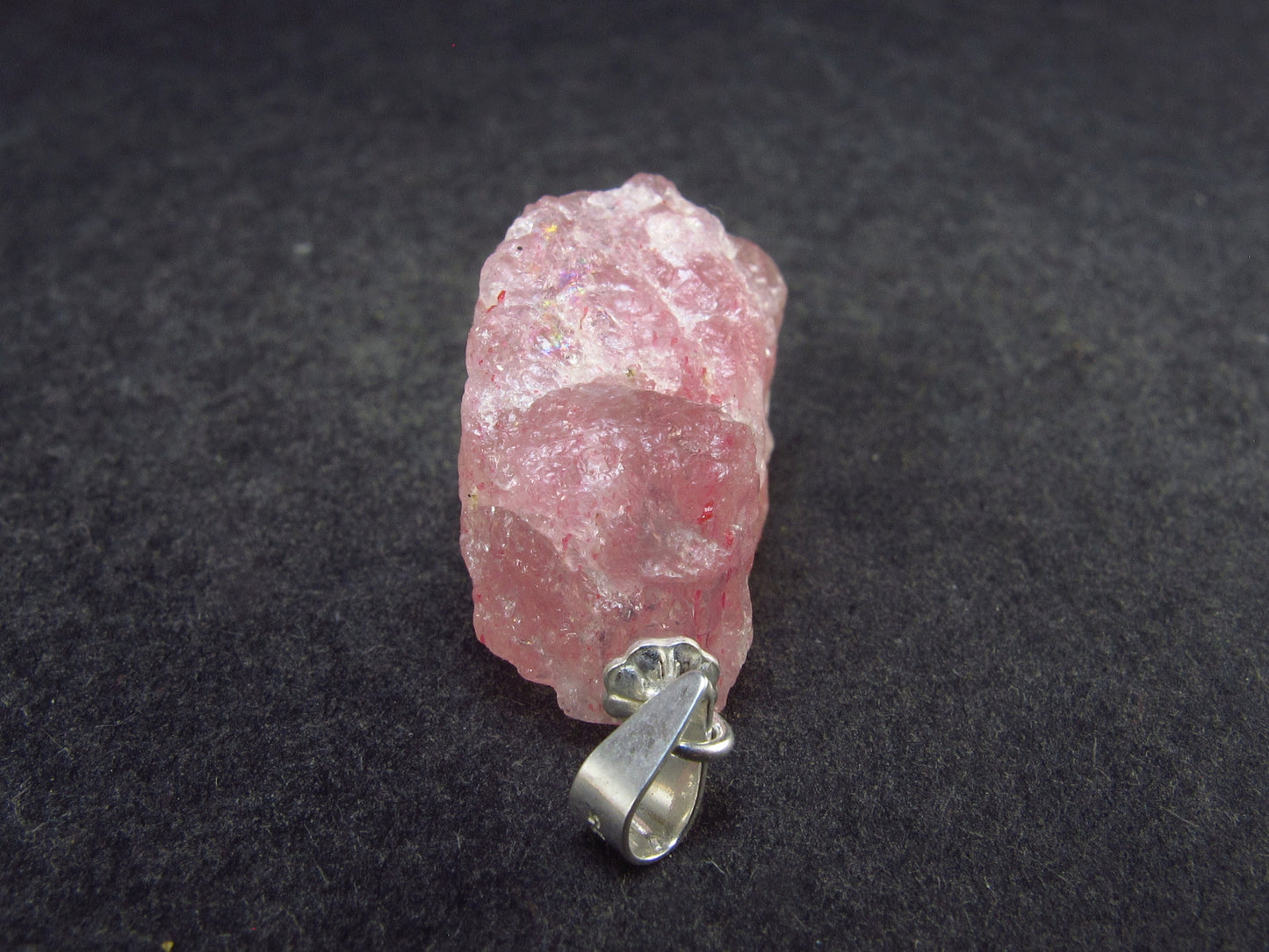 Strawberry Quartz Silver Pendant From Brazil - 1.1" - 3.89 Grams