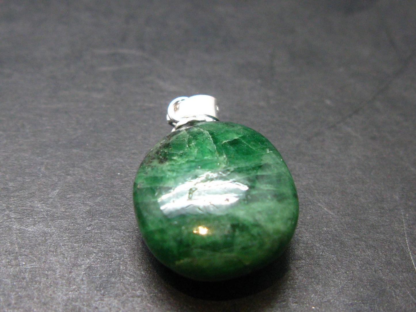 Tsavorite Gem Green Garnet Sterling Silver Pendant From Tanzania - 0.9" - 3.88 Grams