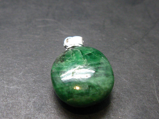 Tsavorite Gem Green Garnet Sterling Silver Pendant From Tanzania - 0.9" - 3.88 Grams