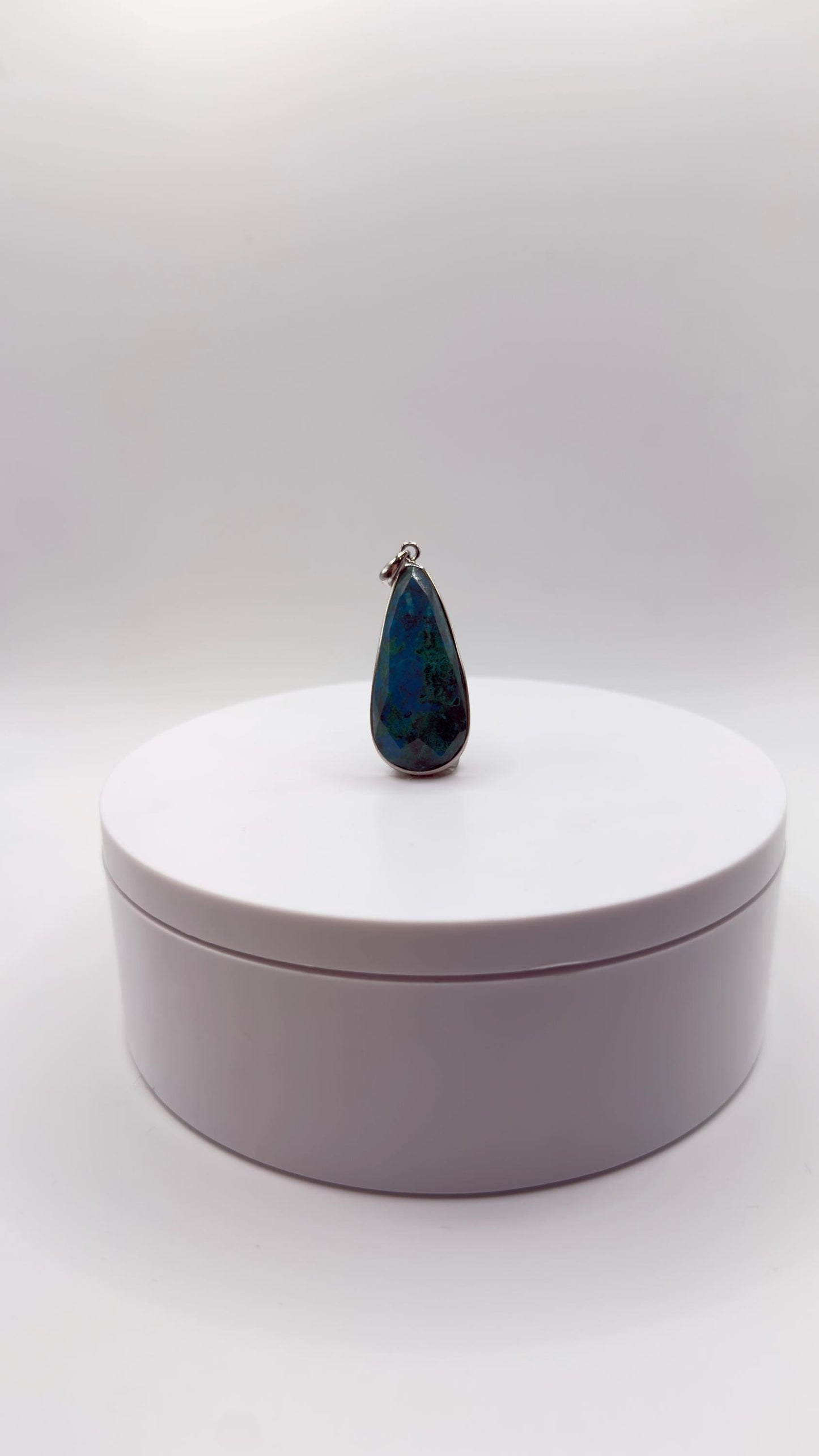 Chrysocolla Pendant Blue Green Gemstone Silver Necklace Natural Stone Statement Jewelry Gift