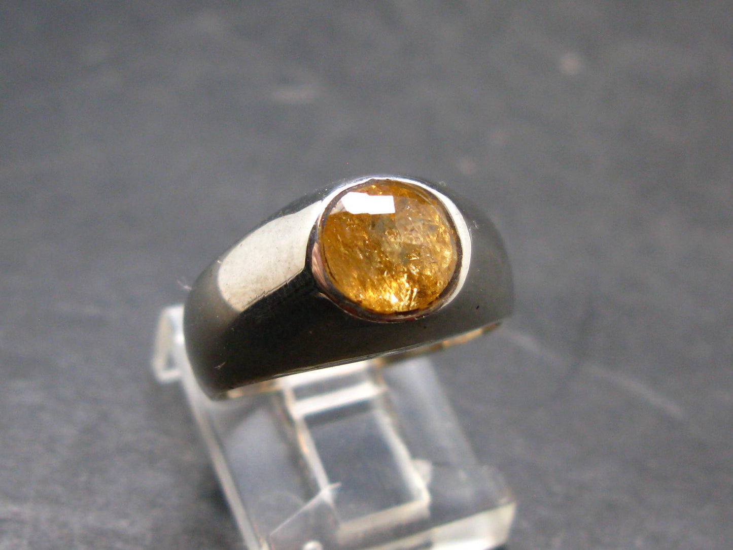 Fabulous Untreated Faceted Gem Imperial Topaz 925 Silver Ring from Brazil - Size 6.25 - 6.30 Grams