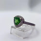 Green Helenite Trillion Halo Ring – Sterling Silver Gemstone Statement Ring