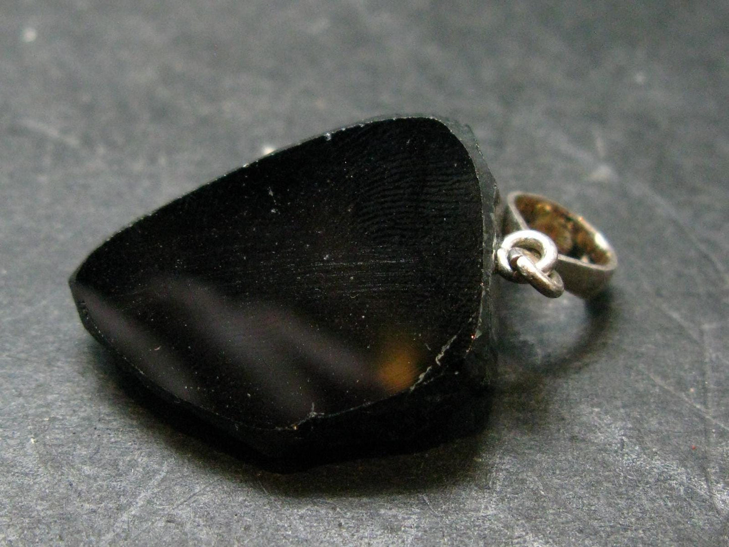 Black Tourmaline Schorl Silver Pendant From Brazil - 1.4" - 6.0 Grams