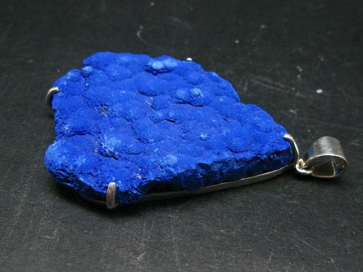 Royal Blue Rough Azurite Sterling Silver Pendant - 3.0" - 42.09 Grams