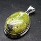 Unique Lizardite Serpentine Silver Plated Pendant from Norway - 1.4" - 5.69 Grams