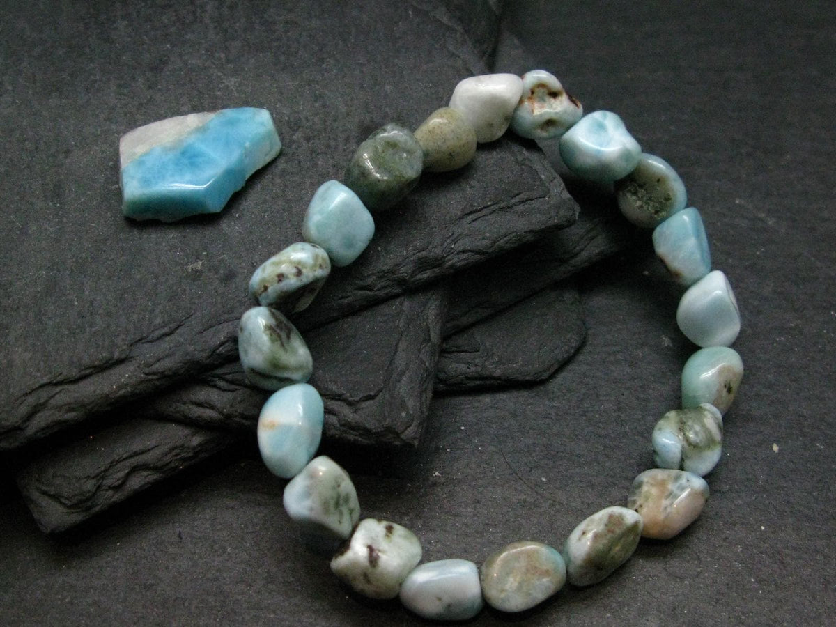 Larimar Genuine Bracelet ~ 7 Inches ~ 10mm Tumbled Beads