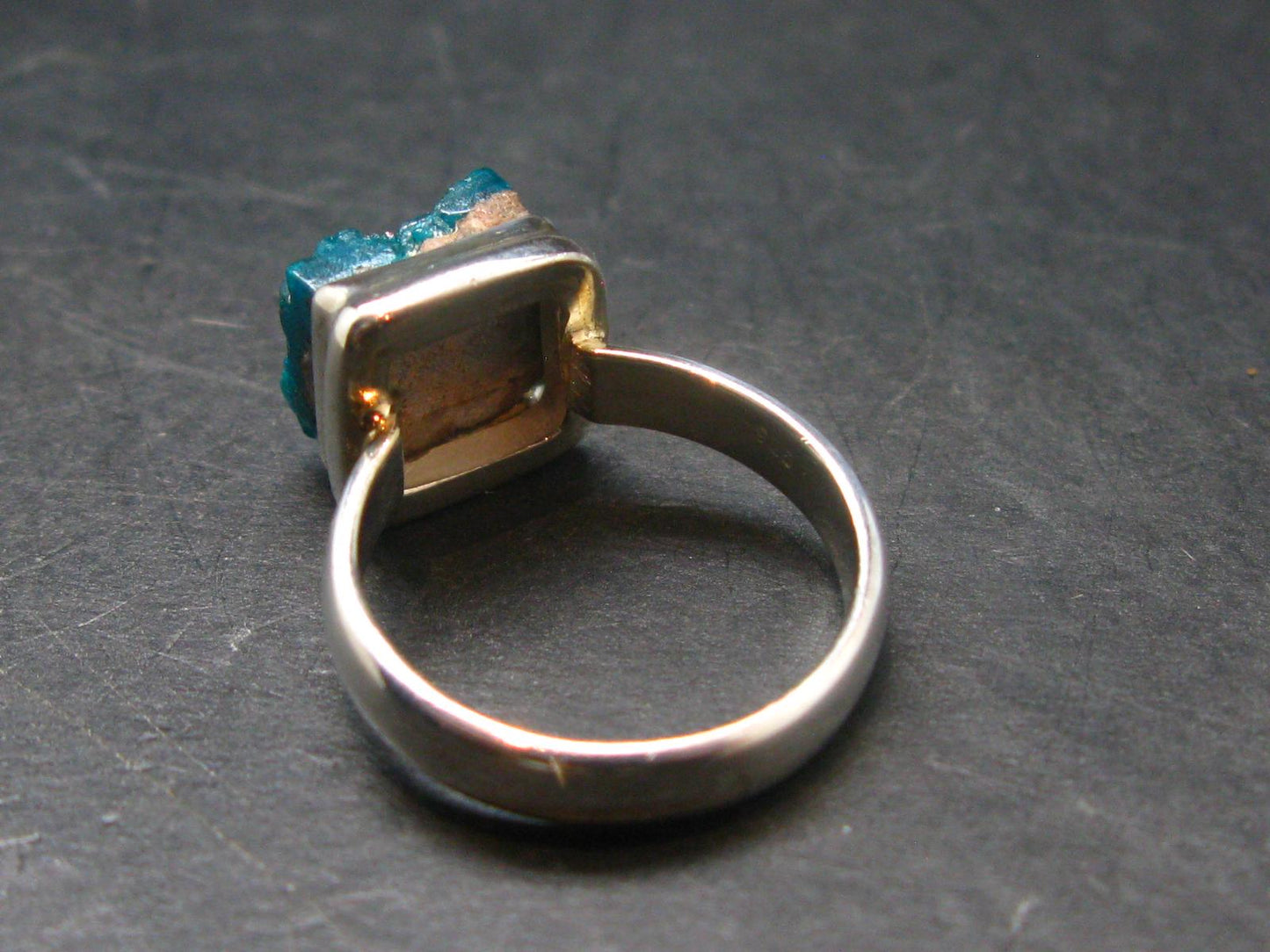 Emerald Green Dioptase Crystal Silver Ring from Congo - 5.18 Grams - Size 7