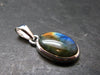 Labradorite Pendant In 925 Sterling Silver From Madagascar - 1.1'' - 3.14 Grams