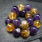 Amethyst & Citrine Genuine Bracelet ~ 7 Inches ~ 10mm Round Beads