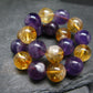 Amethyst & Citrine Genuine Bracelet ~ 7 Inches ~ 10mm Round Beads