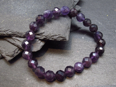 Amethyst Genuine Bracelet ~ 7 Inches ~ 8.5mm Facetted Beads