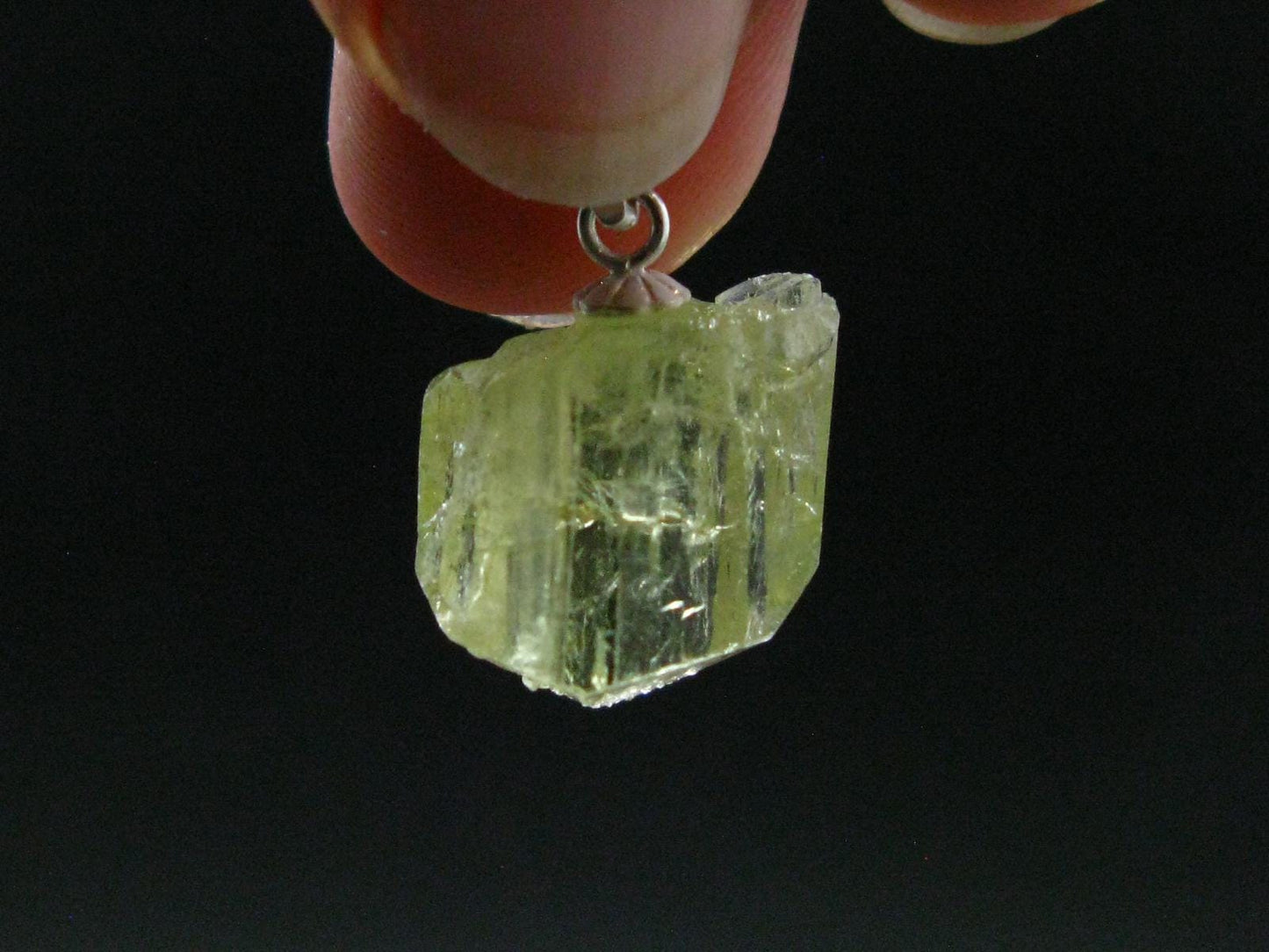 Brazilianite Crystal Silver Pendant From Brazil - 0.8" - 2.08 Grams