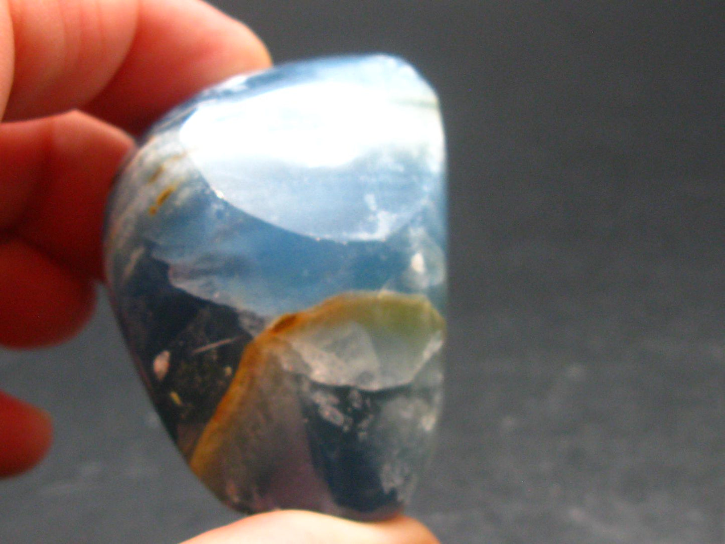 Nice Lemurian Aquatine Blue Calcite Tumbled From Argentina - 1.9" - 61.35 Grams