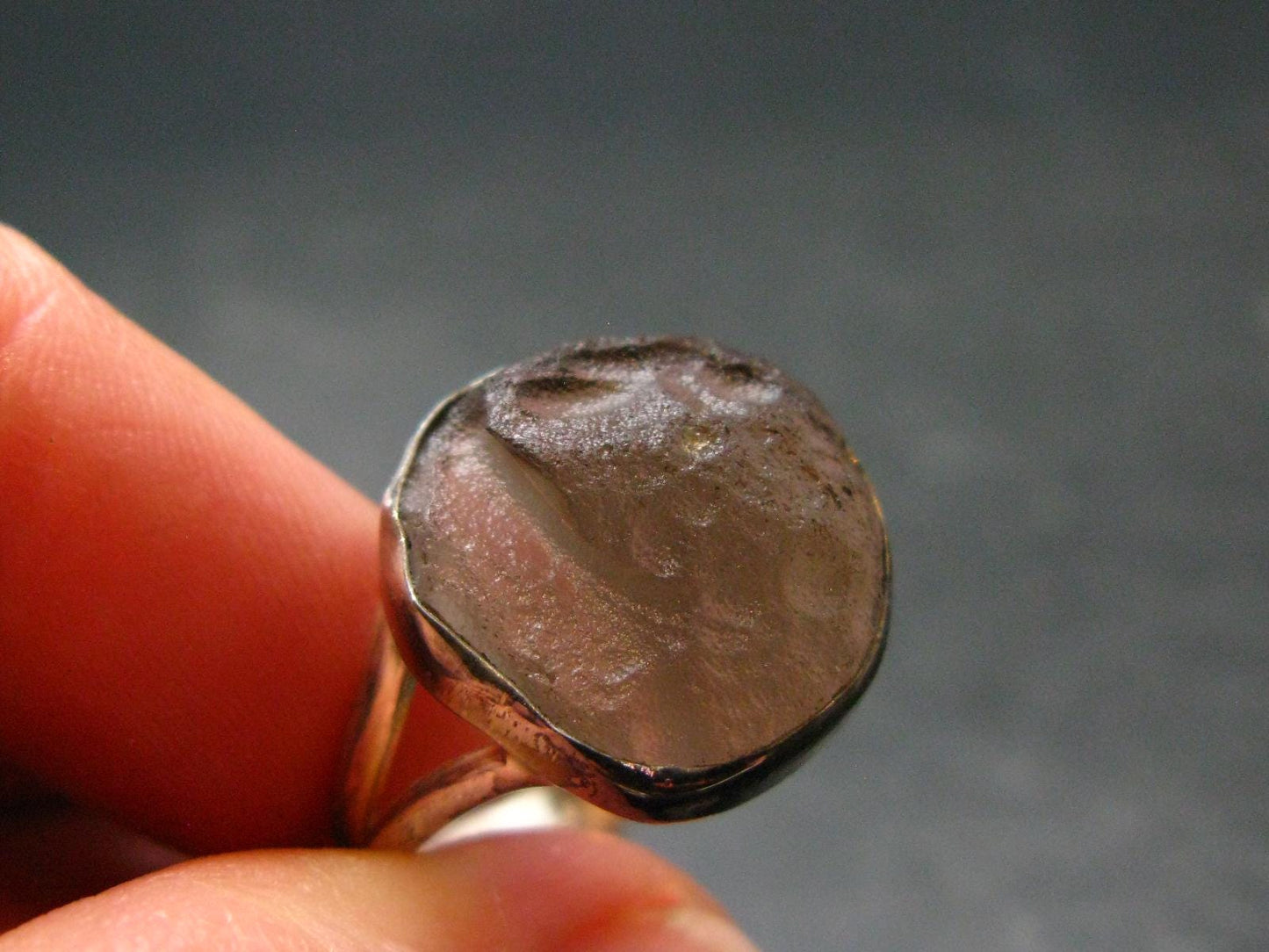 Rare Colombianite Pseudotektite Silver Ring from Colombia - Size 11 - 4.32 Grams
