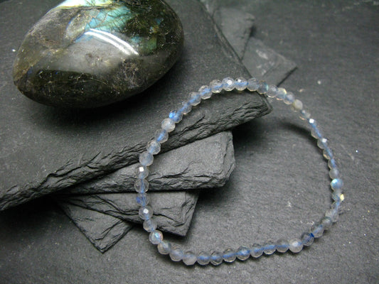 Labradorite Genuine Bracelet ~ 7 Inches ~ 4mm Facetted Beads