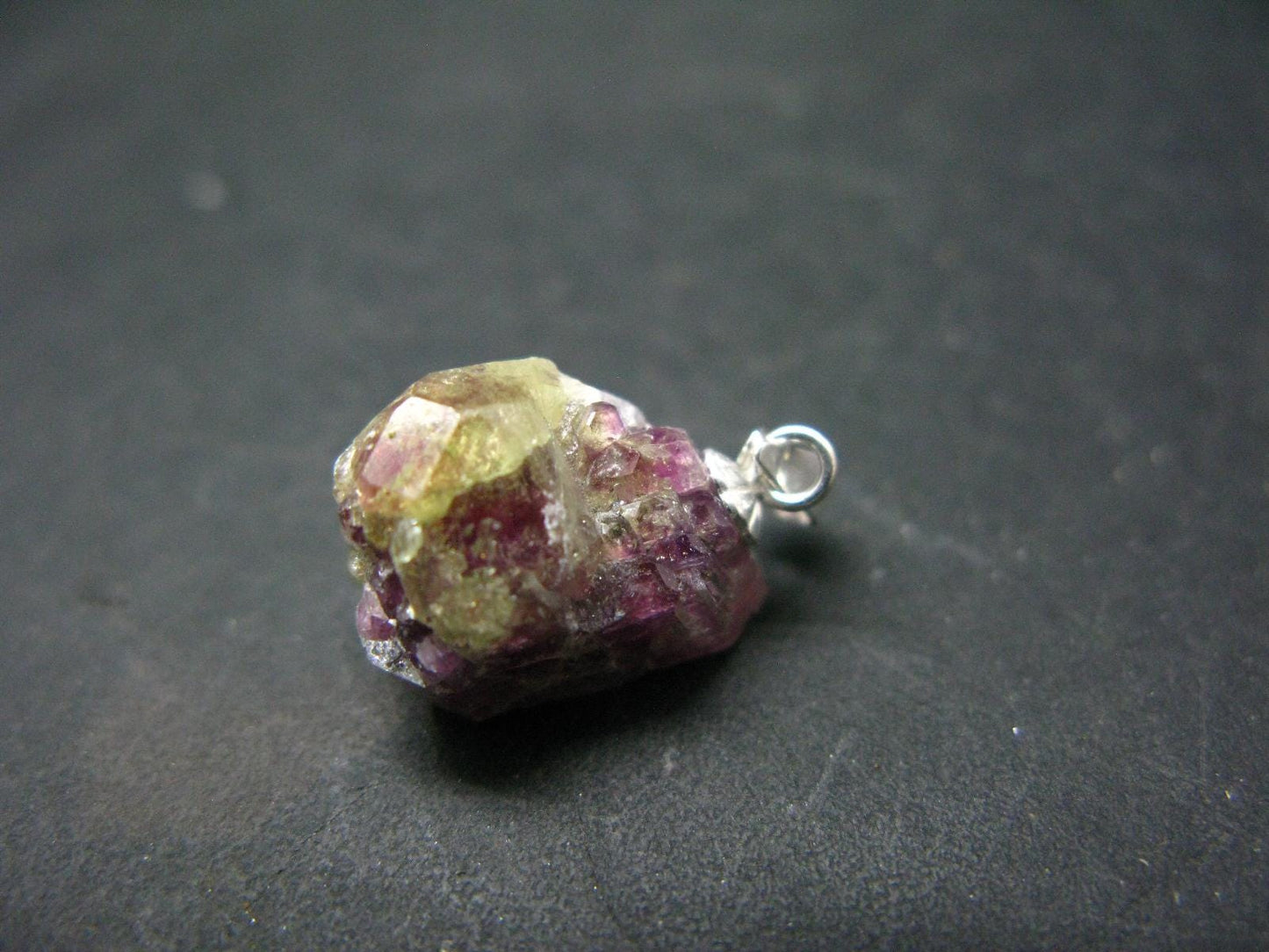 World Famous Jeffrey Mine!! Large Sparkling Vesuvianite Idocrase Crystal Silver Pendant From Canada - 0.8" - 2.93 Grams